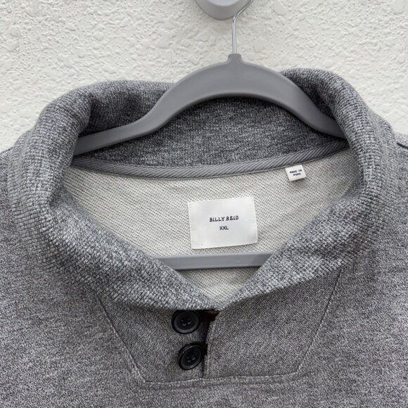 Billy Reid Mouline Shawl Medium Grey French Terry Pullover Sweatshirt Mens XXL - Picture 2 of 7